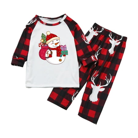 

USSUMA Family Christmas Pajamas Matching Sets Comfort Long Sleeve Crewneck Christmas Pjs Festival Print Holiday PJs for Women/Men/Kids/Couples