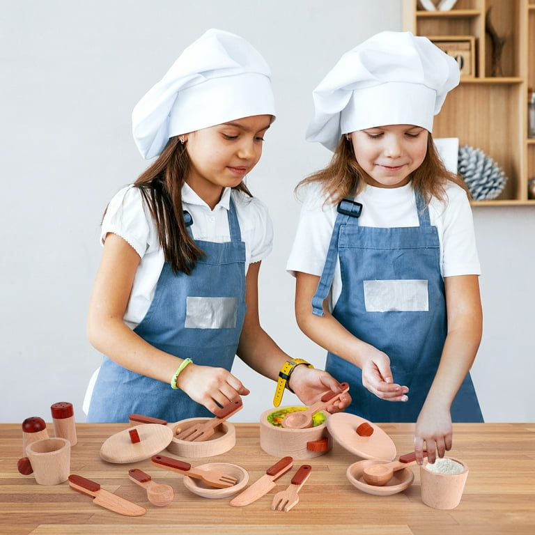 Wooden Pot and Pan Set, Play Kitchen Accessories, Pretend Play Gift for  Kids 