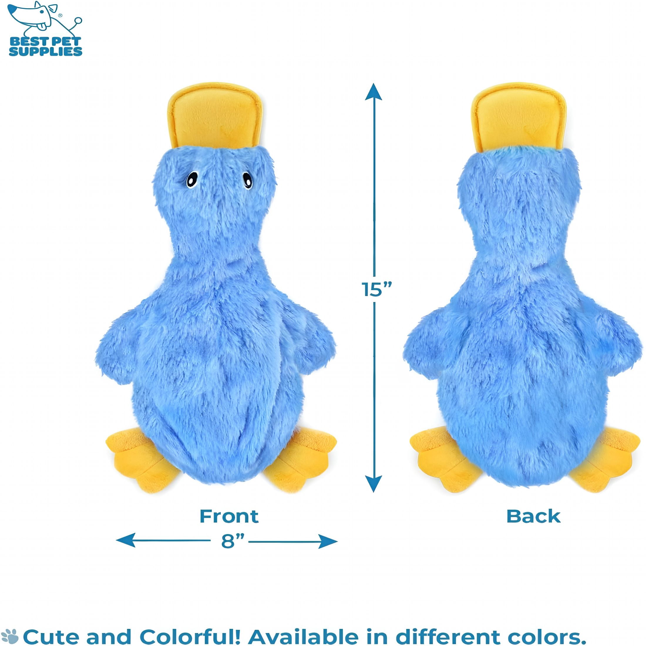 BESTSKY 2026 New Interactive Squeaky Dog Chew Toy, Ideal Dog Toys for Chewers, Small, Medium & Large Dogs, and Fetch Lovers - Crinkle Duck (Yellow, Blue, Pink), Large