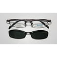 thumbnail image 3 of NEW ELITE COMFORTABLE CLIPON EYEWEAR 766 MENS/WOMENS DESIGNER HALF-RIM BLACK / PLUM FRAME DEMO LENSES 47-17-135 SUNGLASS LENS CLIP-ONS FLEXIBLE HINGES EYEGLASSES/GLASSES, 3 of 10