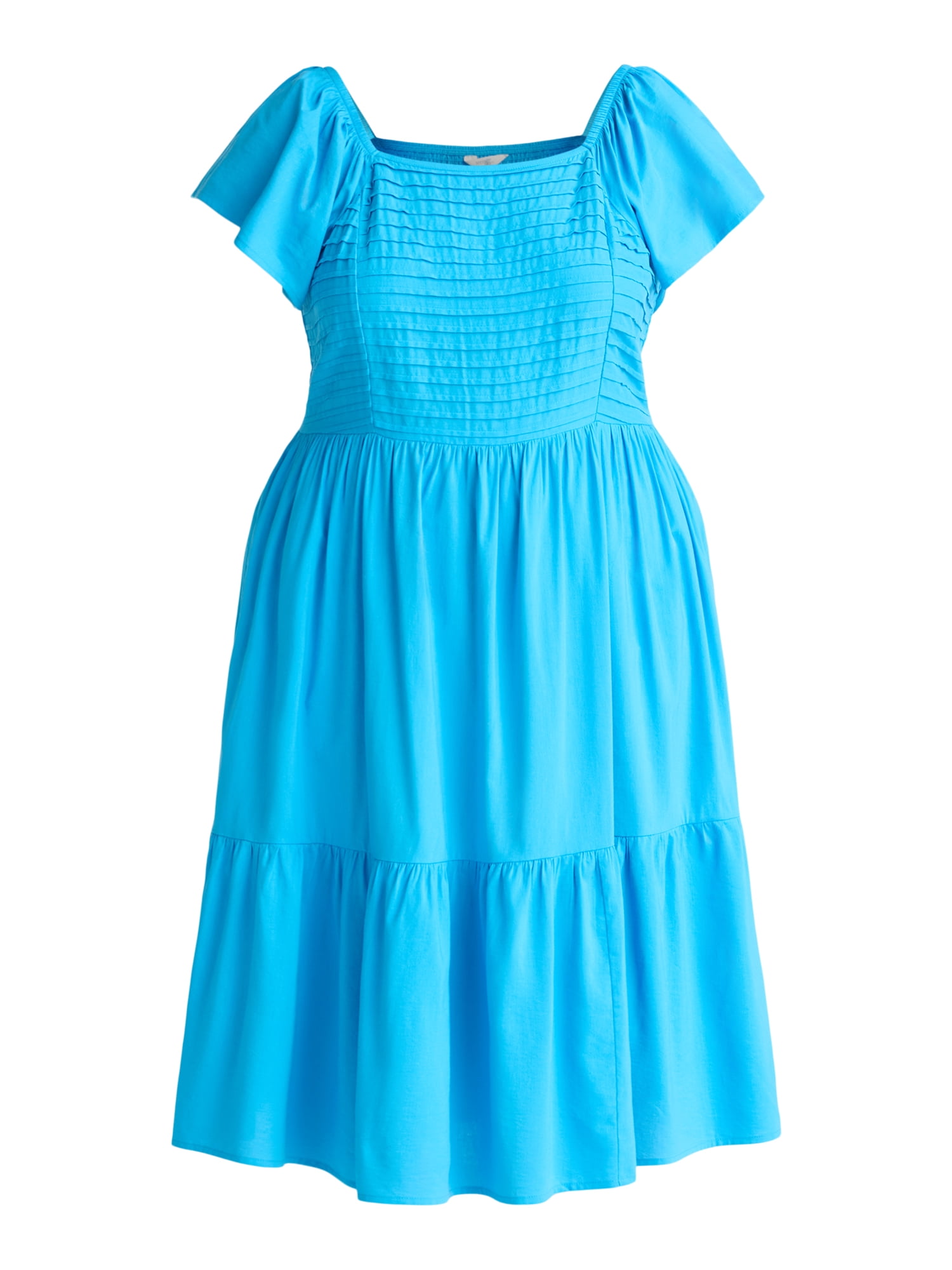 Terra & Sky Women's Plus Flutter Sleeve Midi Dress, Sizes 0X-5X