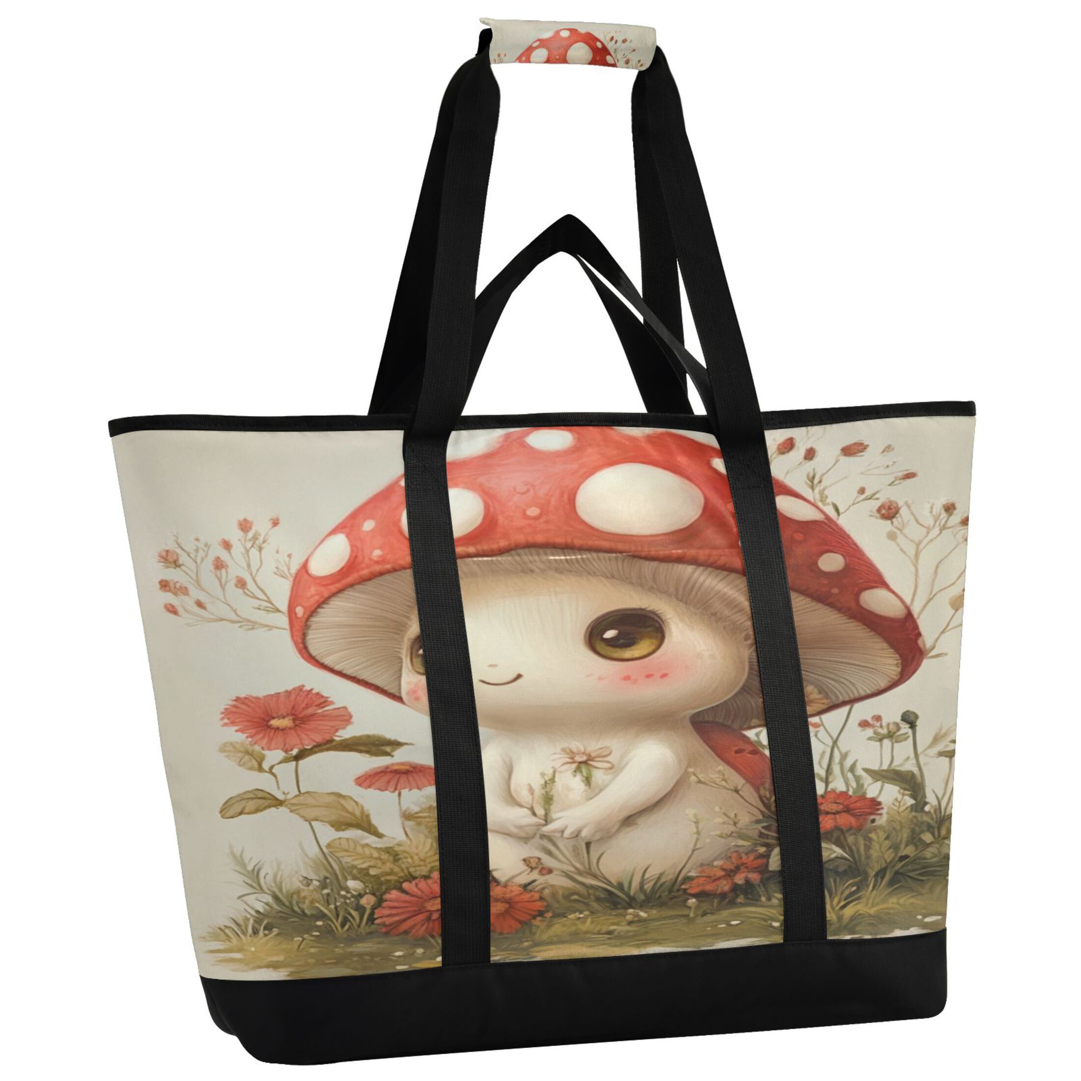 Large Hand-held Ice Pack Picnic Bag Insulation and Refrigeration Suitable for Shopping Picnics and Camping A Cartoon Mushroom
