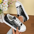 thumbnail image 5 of Womens Sparkly Sneakers Glitter Shiny Sequin Tennis Shoes Low Cut Lace Up Y2k Mardi Gras Shoes (Black 38), 5 of 9