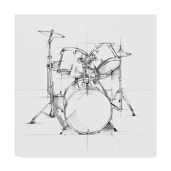 Trademark Fine Art 'Drum Sketch' Canvas Art by Ethan Harper