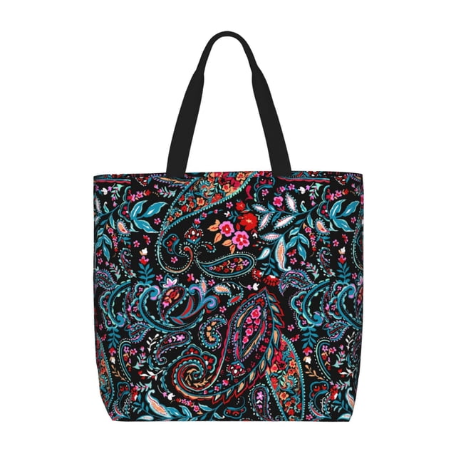 Fotbe Paisley Bolsa Tote con Estampado para Mujer, Bolsos con Cremallera, Bolsa de Hombro Casual de Gran Capacidad con Bolsillos Internos
