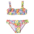 thumbnail image 2 of Honeeladyy Toddler Baby Girls Summer Swimsuit Toddler Girls Kids Swimsuit Sling Flower Dolphin Print Beach Ruffle Bikini Suit, 2 of 7