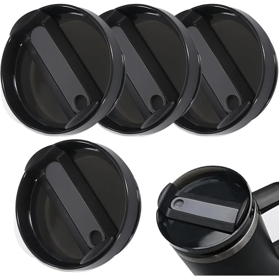4 Pack Tumbler Lid Replacement for 40 oz Stanley Cup, Spill Proof Clear Replacement Lids Fit for Stanley Travel Tumbler, Reusable Accessorie Cover Black