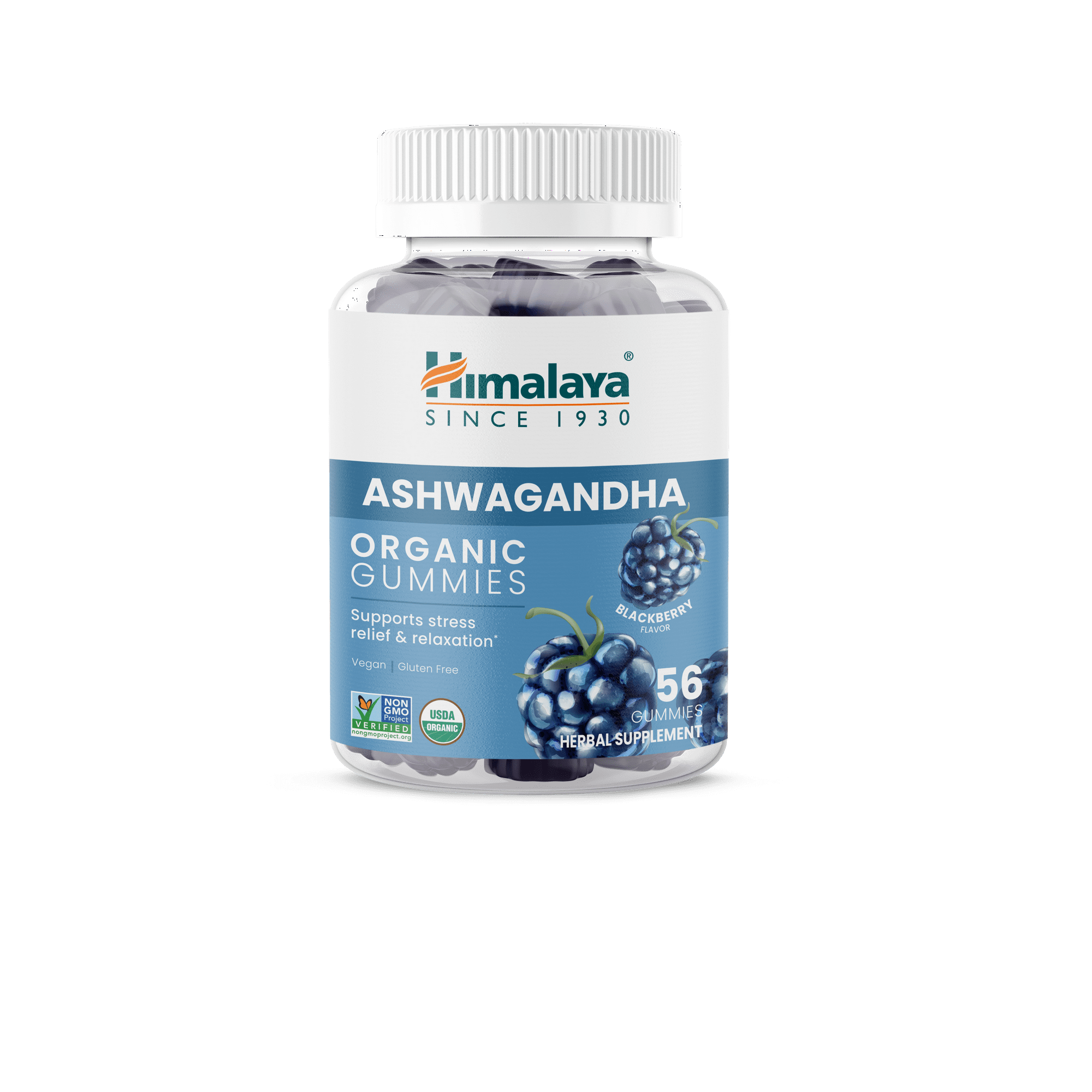 Himalaya Ashwagandha Organic Gummies, KSM-66, for Stress Relief, Energy & Relaxation, 56 Gummies