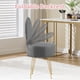thumbnail image 4 of Yeshouse Tocador con espacio de almacenamiento, taburete de franela con respaldo plegable y cojín, moderno sillón de maquillaje para dormitorio con patas de metal, 4 of 9