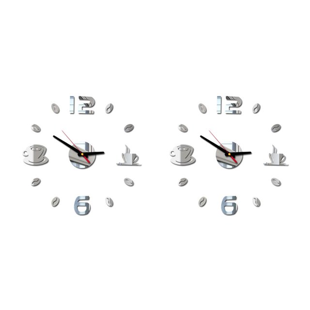 Ounissouiy Relojes de pared autoadhesivos 3D DIY Acrílico Espejo Pegatinas Hogar Dormitorio Sala de estar Decoración - Plata Type1 NO1