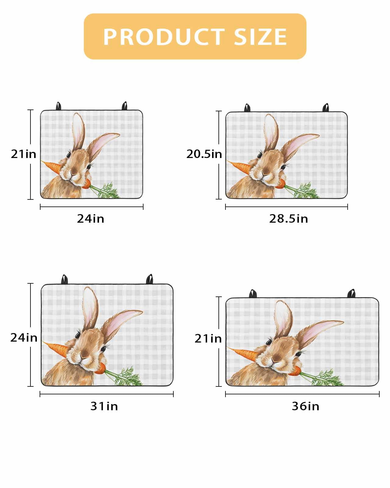 Large Induction Cooktop Protector Mat Easter Bunny Stove Top Covers for Electric Stove, Spring Rabbits Carrots Gray Buffalo Plaid Decorative Stove Burner Cover Mats, Glass Top Stove Cover