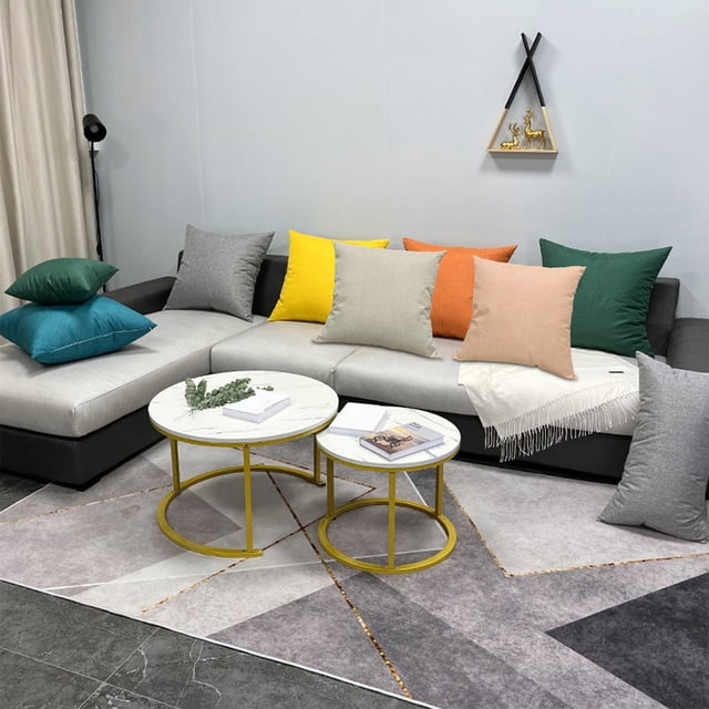 Almohada De Tela Funda de cojín de lino beige de 45 x 45 cm con inserto para sofá, sala de estar, dormitorio, decoración de exteriores (1 unidad) JASKFLY