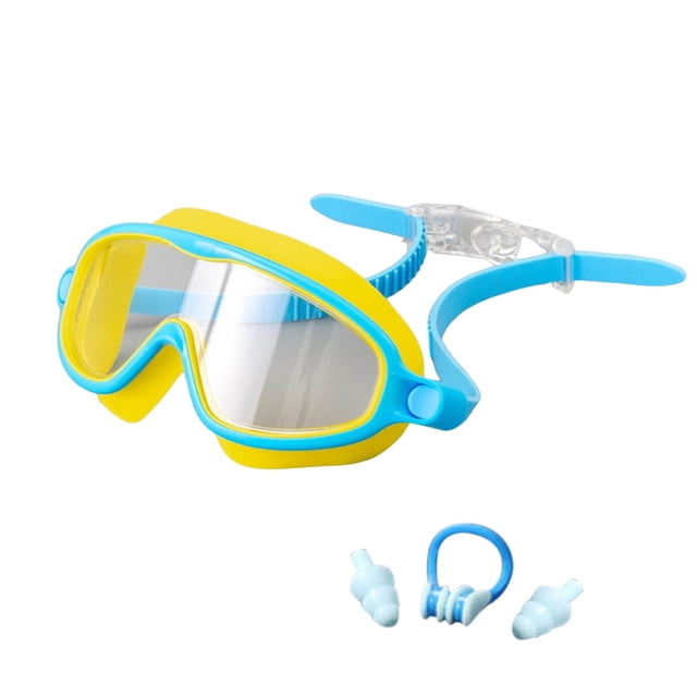 Swimming Goggles Set for Kids with Nose and Ear Plugs Wide View Fog- Performance Goggle for 3-16 Years Summer Swim