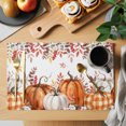 thumbnail image 2 of Orange White Pumpkins Placemats Set of 2, Thanksgiving Leaves Botanical Fall Washable Wipeable Table Mats for Dining Tables, Indoor Outdoor Kitchen Place Mats for Holiday Party Table Decor, 2 of 9