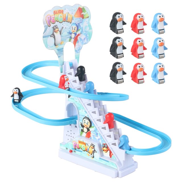 Tobogán eléctrico de juguete Mojoyce para ejercitar habilidades prácticas para niños y niñas (9 pingüinos)
