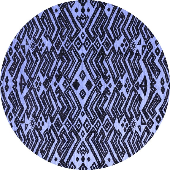 Ahgly Company Indoor Round Abstract Blue Modern Area Rugs, 4' Round