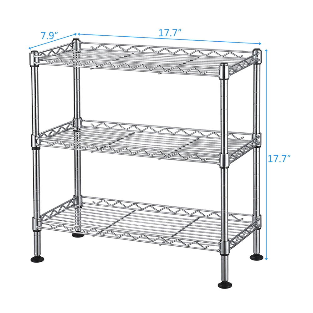 Kepooman 3-Tier Kitchen Rack, Wire Shelving, Kitchen Shelving and Storage for Spice Rack Organizer Workstation, Silver Kepooman 3-Tier Kitchen Rack, Wire Shelving, Kitchen Shelving and Storage for Spice Rack Organizer Workstation, Silver
