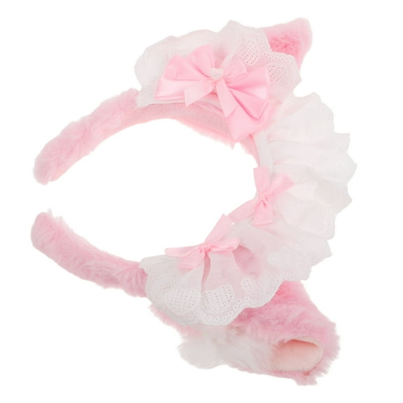 ELAYARD Pink Plush Cat Ear Headband, Cute Cosplay Accessory for Women and Girls, 1 Pack