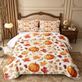 thumbnail image 2 of Erosebridal Pumpkin Leaves Quilt King 3 Pieces,Fall Harvest King Coverlet Set,Cream,1 Bedspread and 2 Pillowcases, 2 of 7