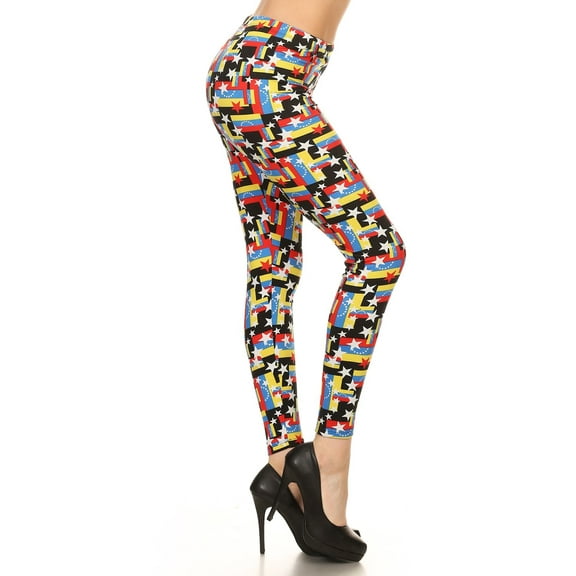 Women's Regular Venezuelan Flag with Elastic Waist Pattern Printed Leggings