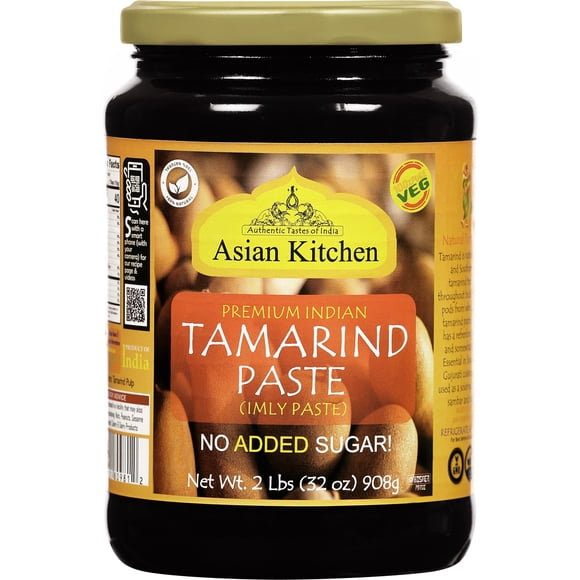 Asian Kitchen Tamarind Paste Puree (Imli) 32oz (908g) 2lbs Glass Jar, Gluten Free, No added sugar ~ All Natural | Vegan | NON-GMO | Kosher | No Colors | Indian Origin