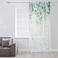 thumbnail image 3 of Teal Botanical Semi Sheer Curtains Drapes for Living Room, Bedroom, French Doors Window 84 Inches Long, Spring Weeping Eucalyptus Leaves Rod Pocket Chiffon Curtain Drapery Voile Draperies Panel, 3 of 6