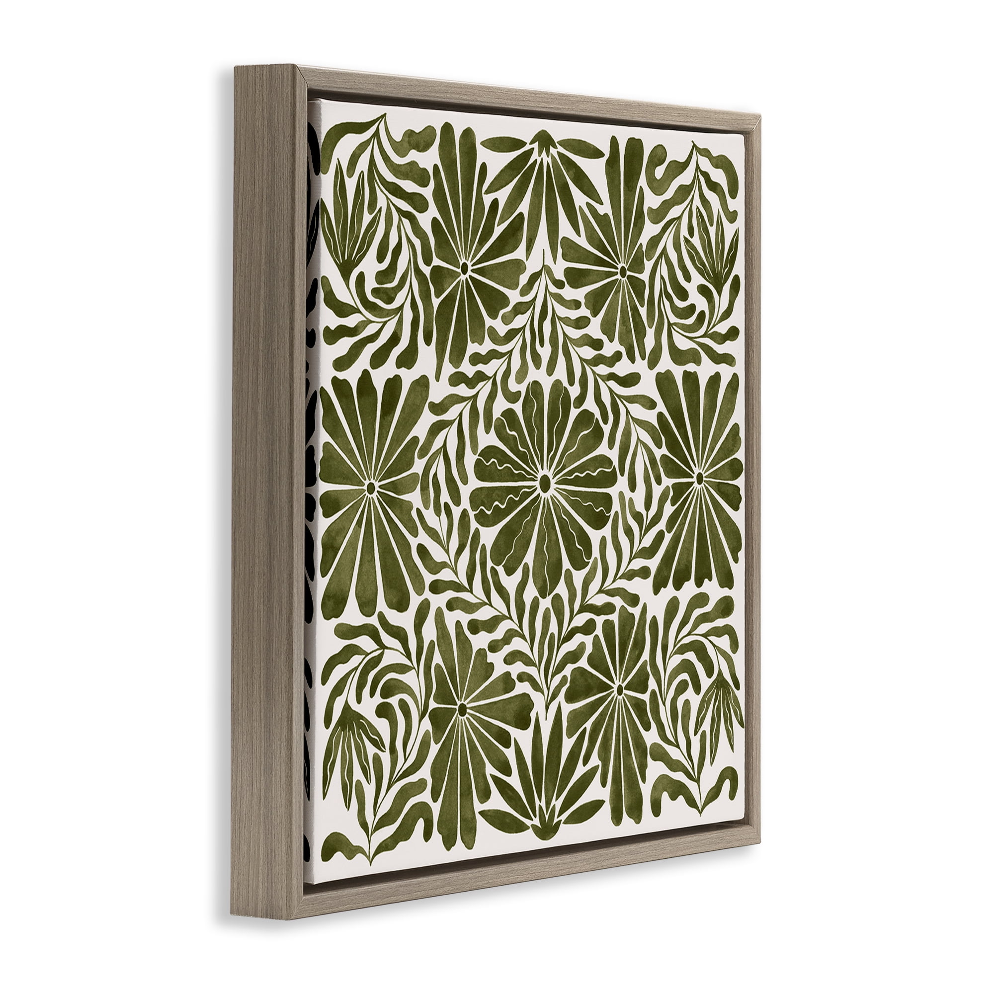 Stupell Industries Centric Circular Flowers Abstract Painting Brown Floater Framed Canvas Art Print Wall Art, 18 x 18