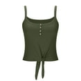 thumbnail image 6 of Crop Tank Tops for Women Daily Tie Knot Button Down Shirts Ribbed Spaghetti Strap Tank Tops Summer Sleeveless Blouse Tunics Tops Tees Slim Fit Cropped Camisole New New Green 3XL, 6 of 7