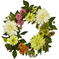 Nearly Natural Plastic Wreath, 22" (Assorted Colors)
