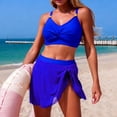 thumbnail image 5 of ZXLBBD Swimsuits for Women Elegant Solid Color Adjustable Straps Ruched Tankini with Ruffle Elastic Waist Swim Skirts Casual Swimming Beachwear, 5 of 7