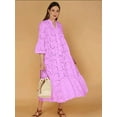 thumbnail image 3 of Women'S 2025 Lace Eyelet Embroidery Maxi Dress V-Neck Trumpet Sleeve Boho Flowy Swing Dress Pink XL, 3 of 6
