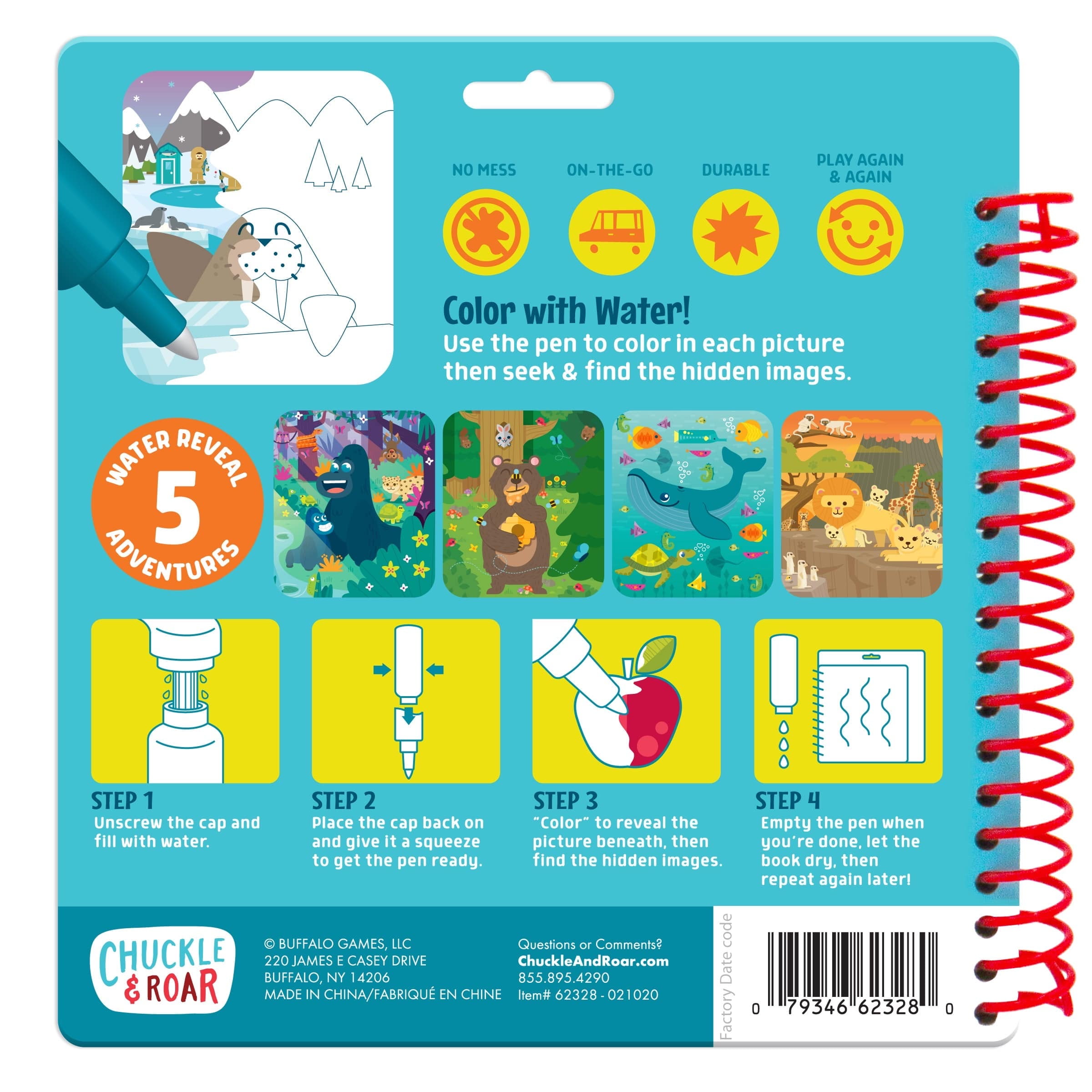 Chuckle & Roar Aqua Draw Animal Friends Color with Water for Children Ages 3+