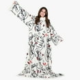thumbnail image 2 of Tirrinia Sherpa Wearable Blanket for Adult Women and Men, Super Soft Comfy Warm Plush Fleece Blanket with Sleeves, Wrap Robe Cover for Sofa and Couch, White ABS Tractface, 55" x 72'', 2 of 7