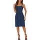 thumbnail image 2 of Vestidos de mezclilla sin mangas con botones para mujer Inspire Chic, escote corazón, midi, color azul oscuro, talla S, 2 of 6