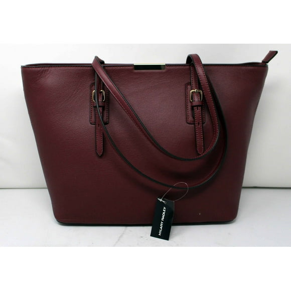 Hilary Radley Leather Jane Tote Bordeaux with 1 Removable Pouch