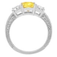 thumbnail image 2 of 3.61 ct Emerald Cut Natural Citrine 3 Stone 14K White Gold Womens Engagement Ring, 2 of 4
