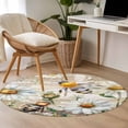 thumbnail image 4 of Round Rugs 3.3Ft, Summer Botanical Round Area Rug Washable Indoor Throw Carpet, White Daisy Botanical Bee Rustic Soft Non Slip Circle Rug for Laundry Room Patio Home Decor Aesthetic, 4 of 8