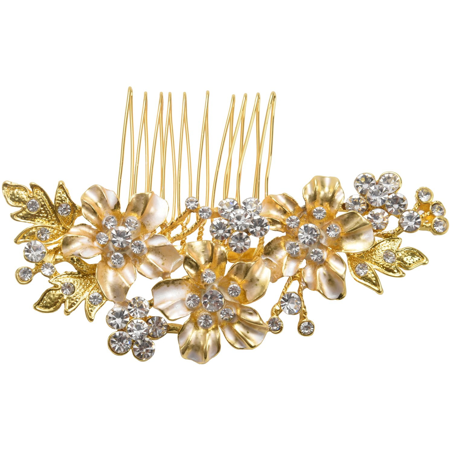 Wedding Bridal Hair Combs Vintage Imitation Crystal Hairpins Prom Jewelry  Gold Silver Flower Pattern Hair Accessories Pins Women Gold 