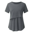 thumbnail image 5 of Womens Nursing Tops Short Sleeve Breastfeeding Shirts Double Layer Postpartum Shirt Breastfeeding Blouse Gray L, 5 of 8