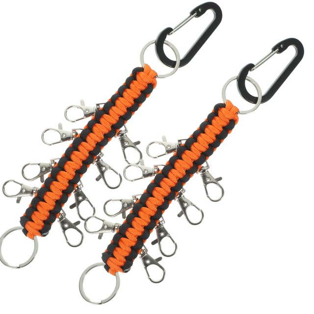 2pcs Hand Woven Lanyard Keychain Cheer Bow Holder Portable Paracord Keychains Backpack Keychain