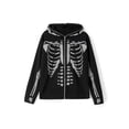 thumbnail image 6 of Douhoow Women Rhinestone Skeleton Sweatshirt Long Sleeve Hooded Tops Halloween Punk Hoodies, 6 of 9