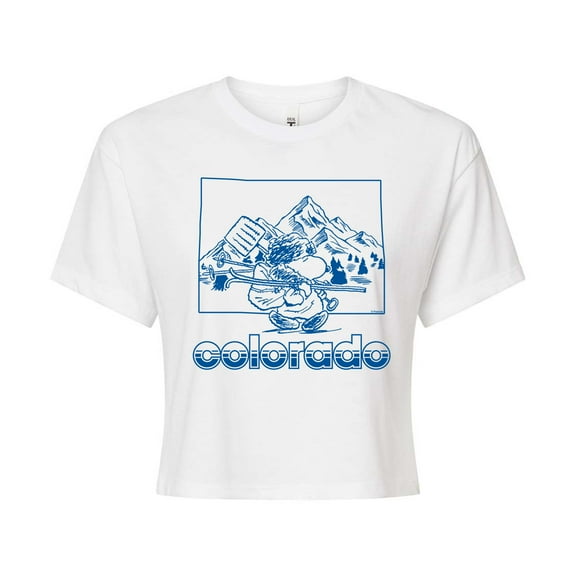 Peanuts - Snoopy Colorado - Juniors Cropped Graphic T-Shirt