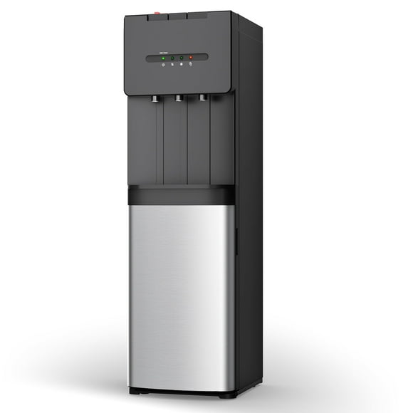 Simzlife Distributeur d'Eau Auto-Nettoyant à Chargement par le Bas 3 Températures - Affichage Froid/chaud/chaud Noir&Argent, Hauteur 41 Pouces