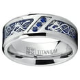 thumbnail image 3 of Metal Masters Mens Titanium Wedding Ring Band Dragon Design Blue Carbon Fiber Inlay Blue Cubic Zirconia, 3 of 8