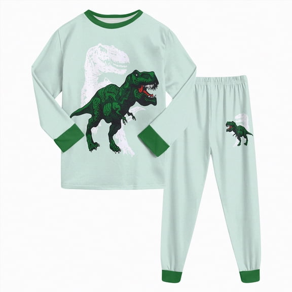 UAYOTSE Toddler Outfits for Boys Summer Dinosaur Clothes 2 Piece Pants Set Long Sleeve Tops Trousers Casual Comfy Clothes,Sizes 7-8 Years
