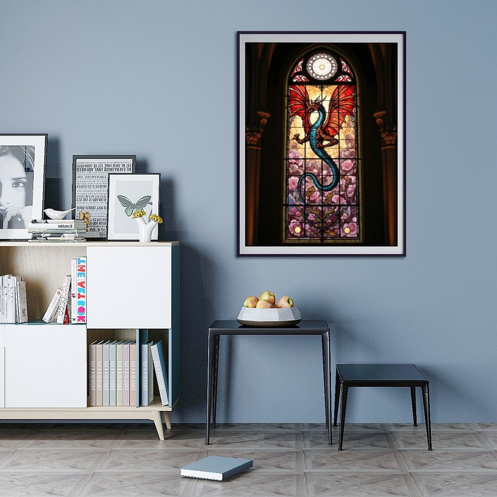 Diamond Art Kit for Adults, Dragon Stained Glass Window Art Diamond Painting for Adults Beginners, DIY Diamond Art Painting Kits, 5D Diamond Painting Crafts for Home Decor 12x16 Frameless