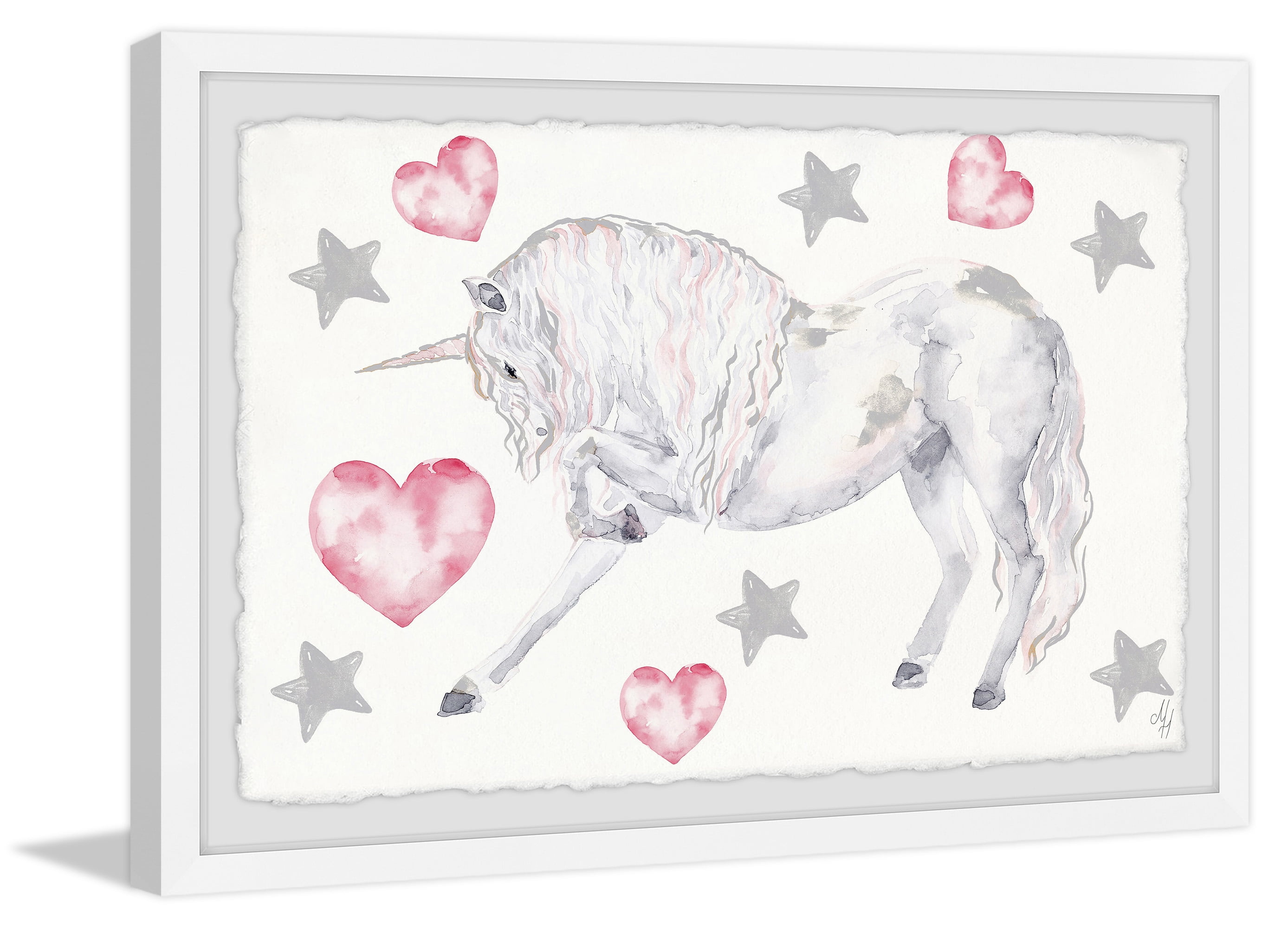 Marmont Hill Curly Unicorn Framed Wall Art, 24.00" x 1.50"