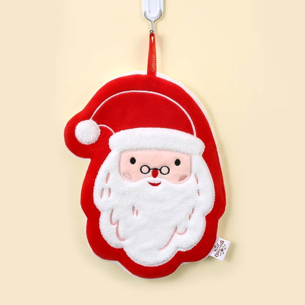 Christmas Hand Towel Cute Santa Tree Glove Snowman Deer Ultra Soft Thick Fleece Hanging Loop Drying Super