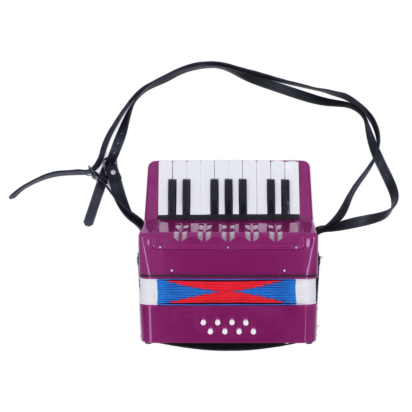 Piano Accordion 9.1 X 9.1 X 3.9 Inches Entry Level Piano Accordion ABS Plastic With Retractable Leather Strap 17 Keys 8 Bass Keys Entry Level Accordion Portable Accordion For Kids Beginners