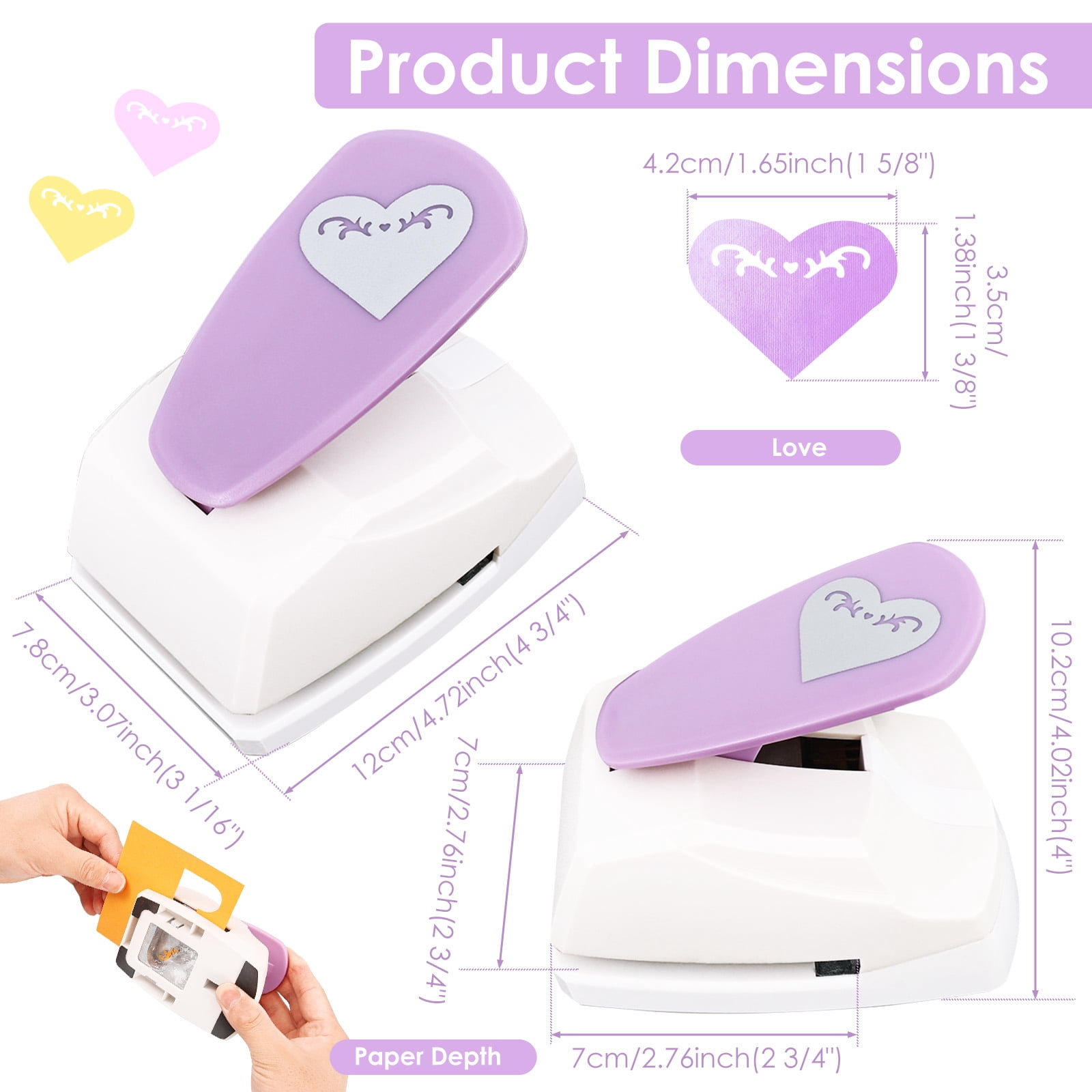 Ihvewuo Paper Punch Butterfly / Heart Hole Puncher for Scrapbooking DIY Handmade Paper Puncher for Crafts Scrapbook Cards Decoration Zinc Alloy+ABS Colorful